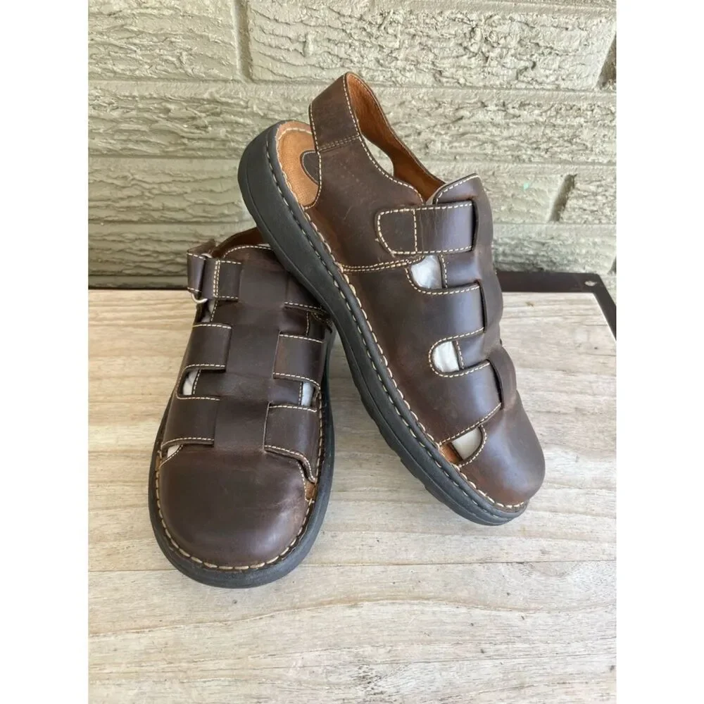 Born Men's Brown Leather Fisherman Sandals - Casual Comfort size11